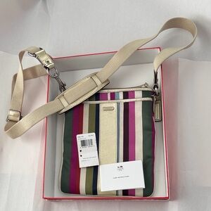 Coach Legacy North South Multicolor Stripe Crossbody w Gift box, Like New w Tags